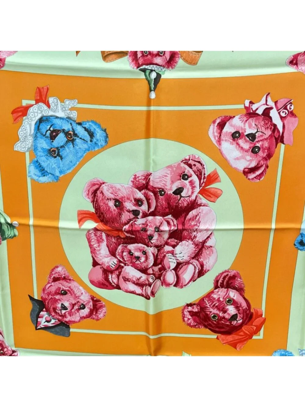 Hermes Large Scarf Carre 90 Confidents Des Coeurs Friends Of The Heart Teddy